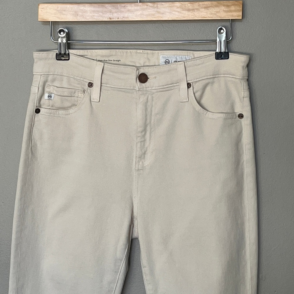 AG Adriano Goldschmied Mari Crop High Rise Slim Straight Jeans Cream White 27 - Picture 5 of 12
